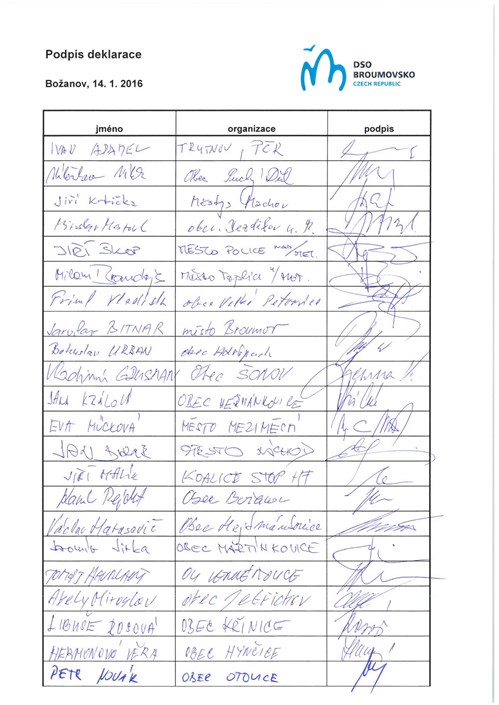 podpisy deklarace uran